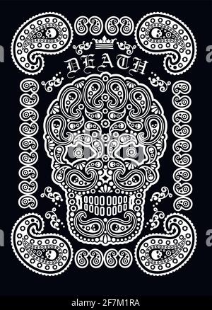 skull and paisley, vintage design t shirts Stock Vector