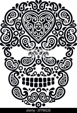 skull and paisley, vintage design t shirts Stock Vector