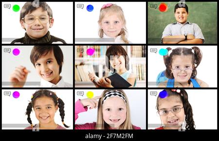 Childen having online school distance learning today Stock Photo