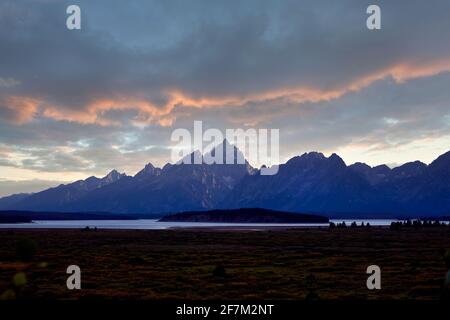 Grand Teton National Park at dusk. Wyoming. United States. Stock Photo