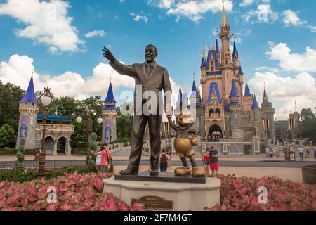 Orlando, Florida. August 04, 2020. Partners statue (Mickey and Walt Disney) in Magic Kingdom (372) Stock Photo