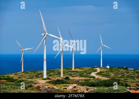 Wind generator turbines. Crete island, Greece Stock Photo - Alamy