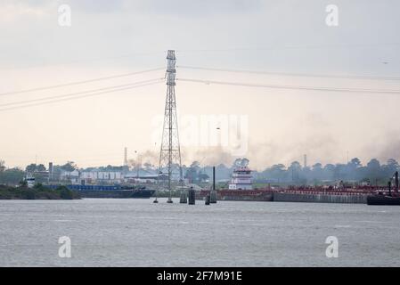 Smoke from the K-Solv Industrial fire in Channelview, Texas, is seen