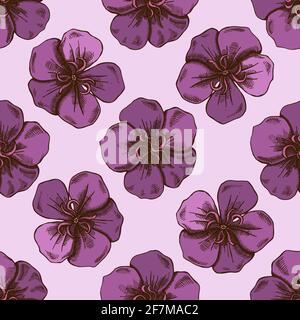 Seamless pattern with hand drawn colored glory bush Stock Vector