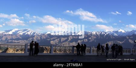 Leh City View from Shanti Stupa Stock Photo