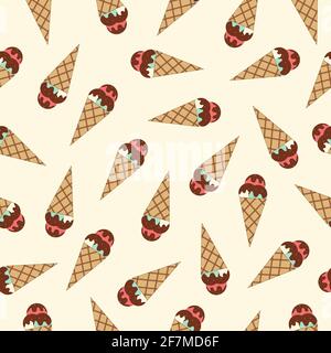 Seamless pattern ice cream . Perfect for wrapping paper and fabric. Stock Vector