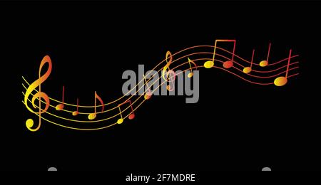 Golden music notes vector, music symbols background Stock Vector