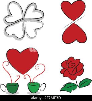 Valentine Icons vector Red heart illustration isolated on white background Stock Vector