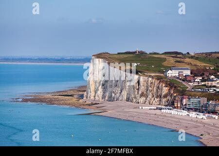 Aerial view of the cliff of Mers-les-Bains in the Somme department, France. Stock Photo