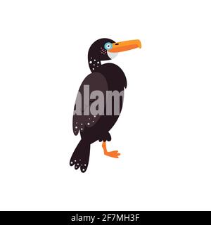 Cute Cormorant bird cartoon vector illustration Stock Vector Image ...