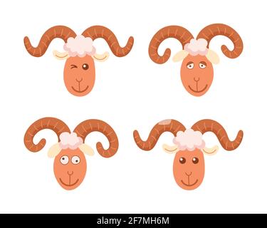 Illustration of a ram head on a white background. Stock Vector