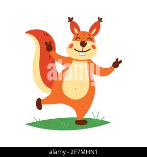 Cute squirrel on a white background. Vector illustration. Stock Vector