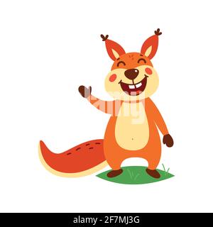 Cute squirrel on a white background. Vector illustration. Stock Vector