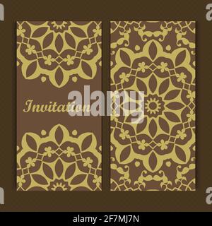 Mandala invitation card design.Floral card template design.Ornate date invitation card. Stock Vector