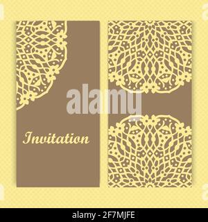 Mandala invitation card design.Floral card template design.Ornate date invitation card. Stock Vector