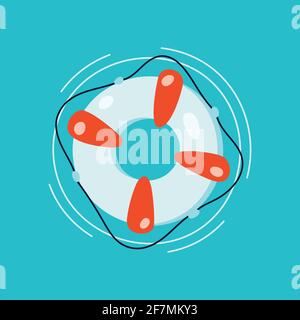 Flat lifebuoy, inflatable swimming ring. Vector illustration. Stock Vector