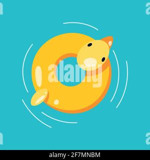 Flat lifebuoy, inflatable swimming ring. Vector illustration. Stock Vector