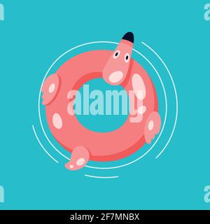 Flat lifebuoy, inflatable swimming ring. Vector illustration. Stock Vector