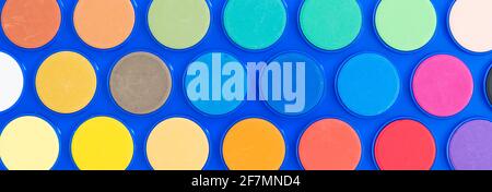 Watercolour Paint Close up. Watercolor palette drawing set Stock Photo