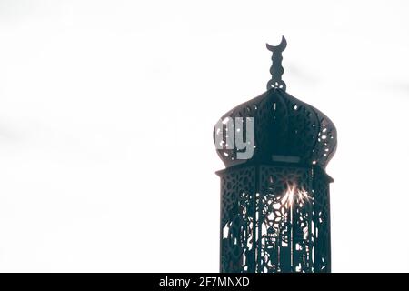 Ramadan Kareem background. Mosque silhouette on white. Stock Photo