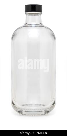 Glass bottle with metal cap of 500 ml. Without label and isolated on white background. Stock Photo