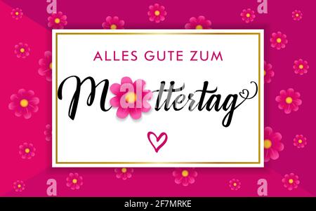 Alles Gute zum Muttertag - translation from German language Happy Mothers day congrats concept. Decorative art style. Decorative Mother's Day poster,