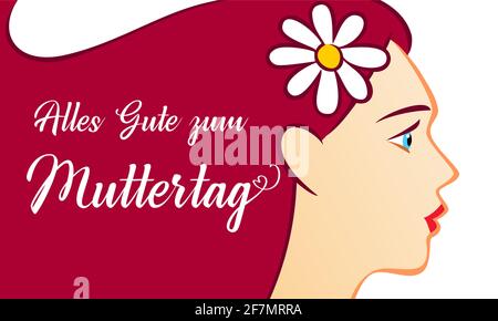 Alles Gute zum Muttertag - translation from German language Happy Mothers day congrats concept. Decorative art style. Creative Mother's Day poster, To