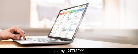 Kanban Scrum Schedule Board Plan App On Management Tablet Stock Photo