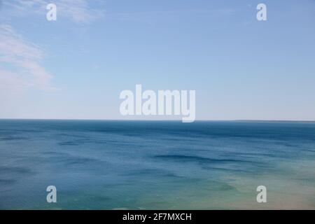 A Peaceful view of calm waters on Lake Michigan. Stock Photo