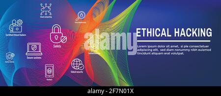 Certified Ethical Hacker - CEH - icon set, web header banner Stock Vector