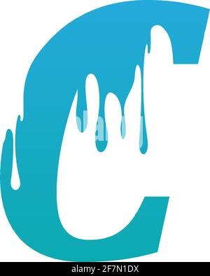 Melting Letter C icon logo design template vector Stock Vector