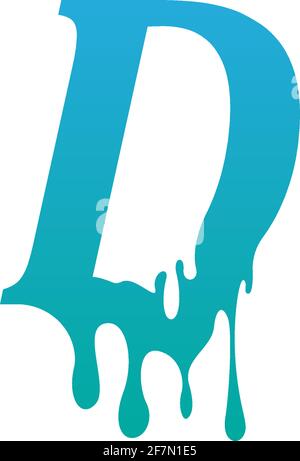 Melting Letter D icon logo design template vector Stock Vector
