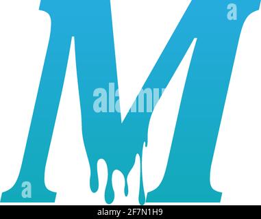 Melting Letter M icon logo design template vector Stock Vector