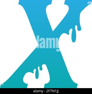 Melting Letter X icon logo design template vector Stock Vector