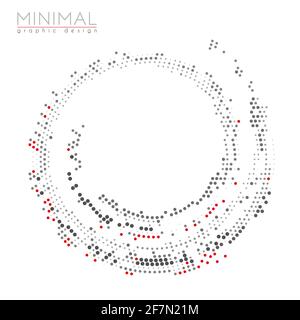 Abstract red and gray dotted spiral. Minimal vector graphic design Stock Vector