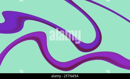 Abstract design template with dark violet wavy curves on pale green background. Raster graphics Stock Photo