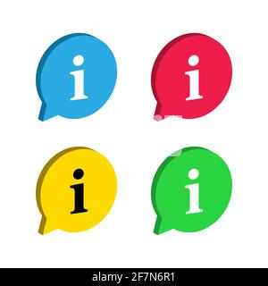 Information sign icon set. Info colorful speech bubble symbol isolated on white background Vector EPS 10 Stock Vector