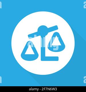 Scale flat style icon. Scale symbol on blue background Vector illustration EPS 10 Stock Vector