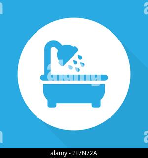 Shower vector icon. Bathroom symbol in flat style on blue background Vector EPS 10 Stock Vector