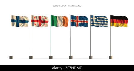 Europe flag. European countries flag series 3d illustration vector. Stock Vector