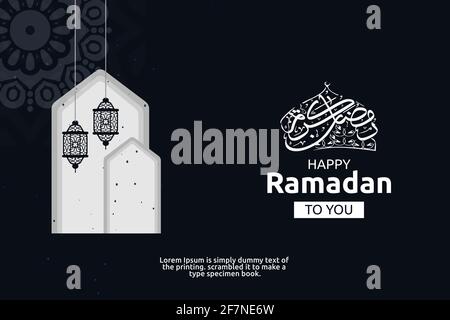 Calligraphy Happy Ramadan Kareem Template Stock Vector