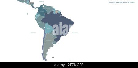 Latin america map. World map vector by continent Stock Vector