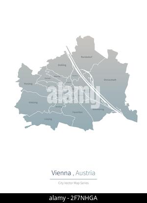 Vienna Map. vector map of major city in the austria. Stock Vector