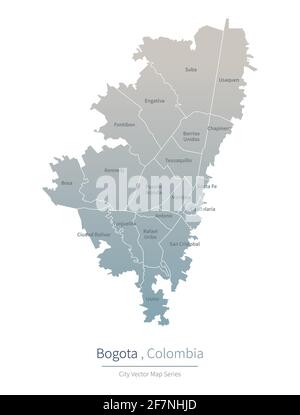 Bogota Map. vector map of major city in the colombia Stock Vector