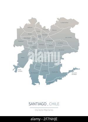 Santiago Map. vector map of major city in the chile Stock Vector