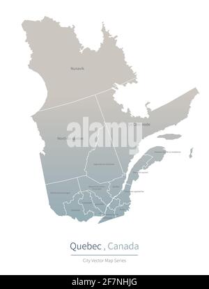 Quebec Map. vector map of major city in the canada. Stock Vector
