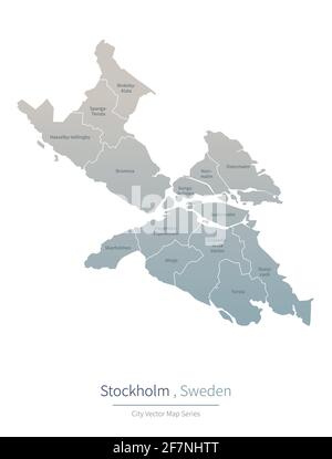 Stockholm Map. vector map of major city in the Sweden. Stock Vector