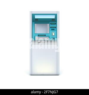 Standing ATM machine isolated on white background. Stock Vector