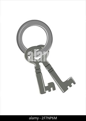 The keys to the lock are isolated on a white background. vector Stock Vector