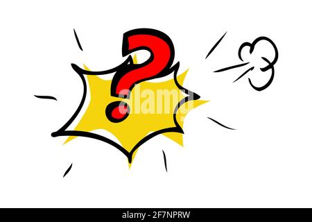Vector Hand Draw Sketch, Thin Marker, Question Mark, Isolated on White Stock Vector